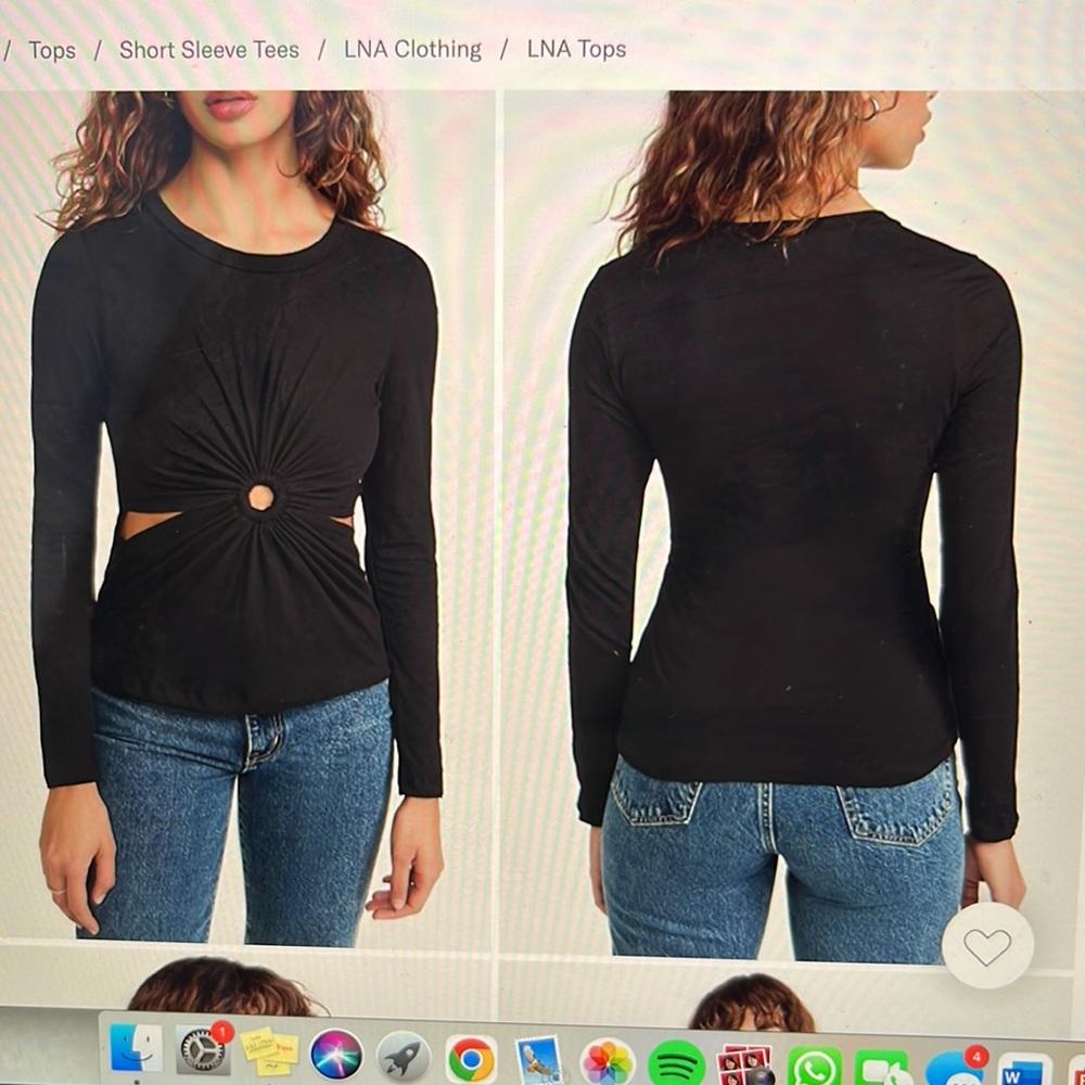 LNA long sleeve cutout top